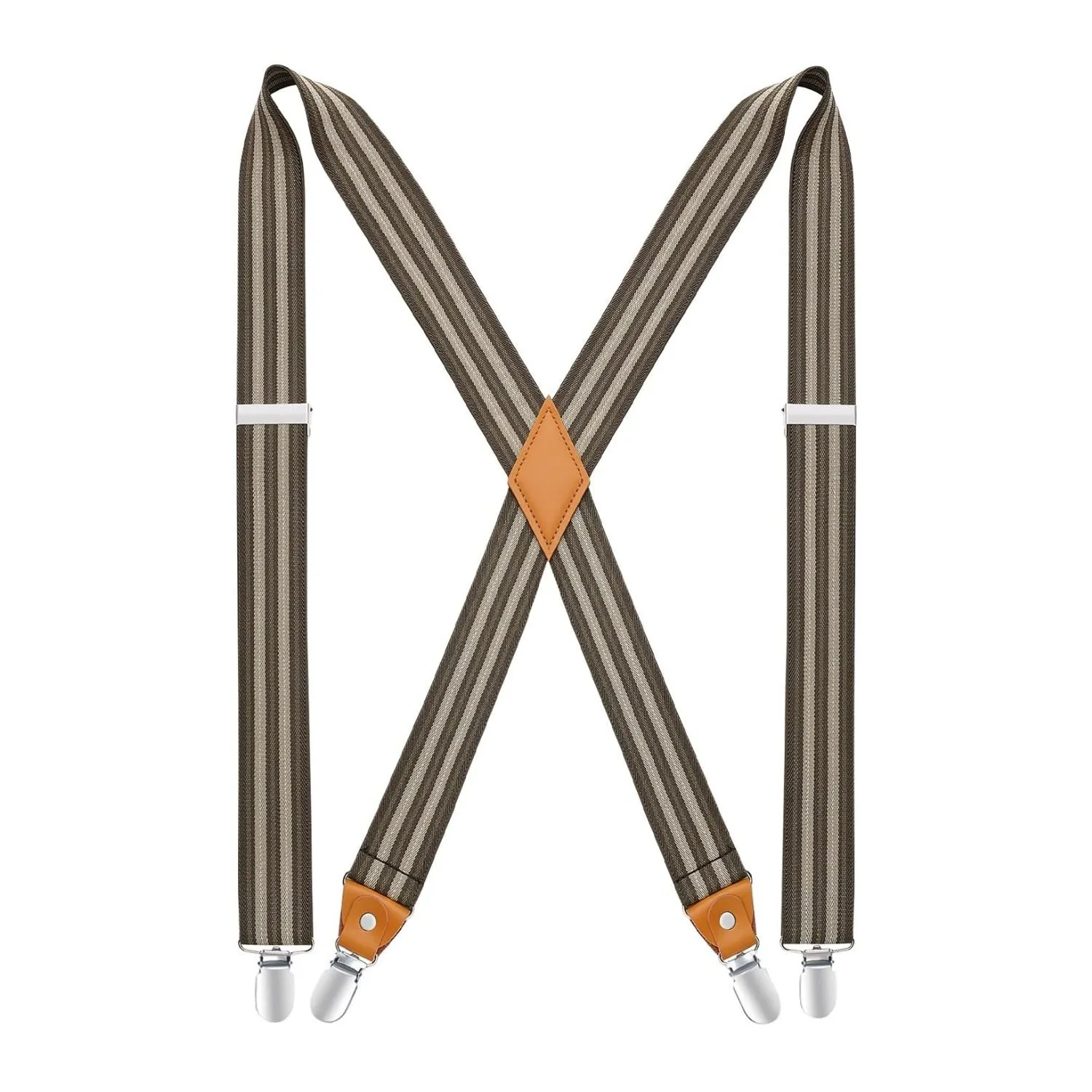 1.4 inch Adjustable Suspender with 4 Clips - 17 BROWN