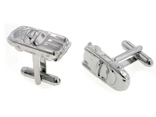 3D Car Automobile Cufflinks Silver-Tone Cuff Links