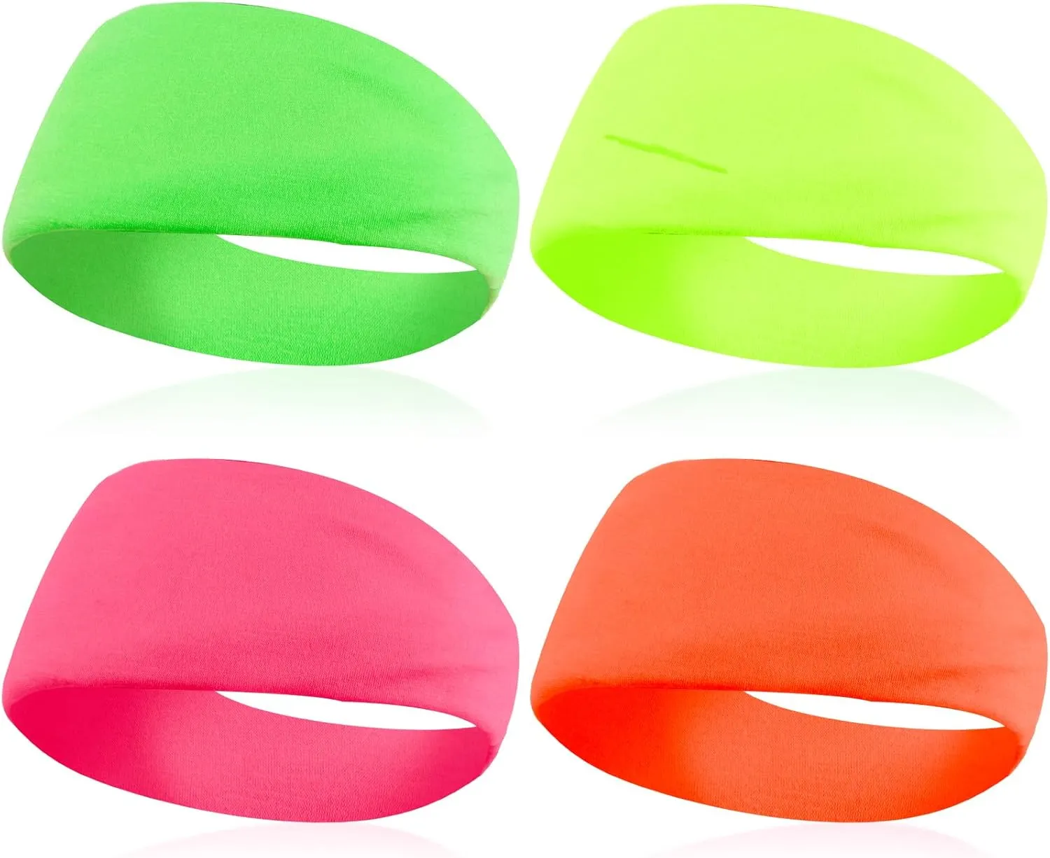 4PCS 80s 90s Neon Headband for Women Neon Accessories Sweat Hairbands Non-Slip Sports Headband Sweatbands Retro Party Cospaly
