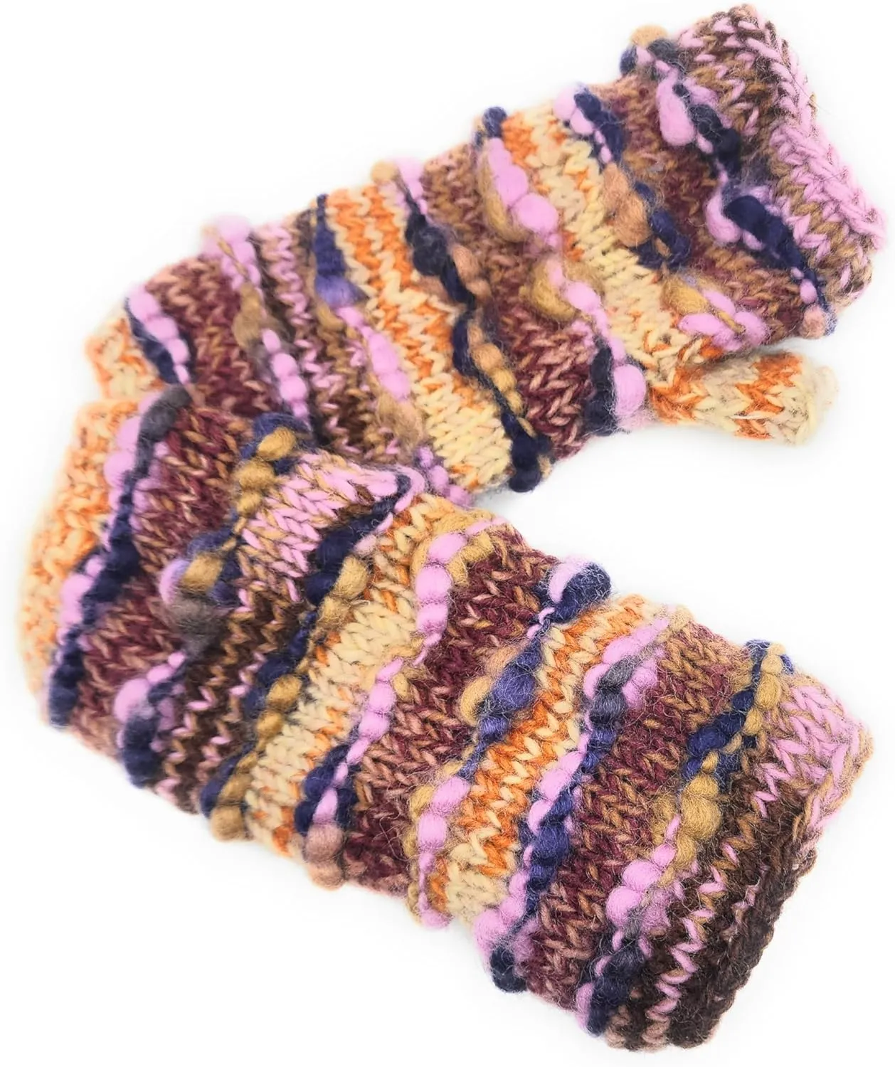 Ayuni Gifts of the World Hand Knit Ridged Wool Fingerless Texting Gloves or Mittens Fleece Lined Made in Nepal
