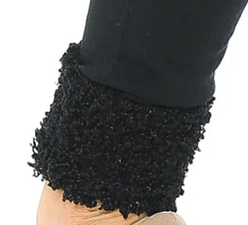 Black Poly Fur Hem Cuffed Fleeced Lined Leggings