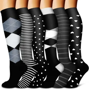 BLUEENJOY Copper Compression Socks for Women & Men (6 pairs) - Best Support for Nurses, Running, Hiking, Recovery