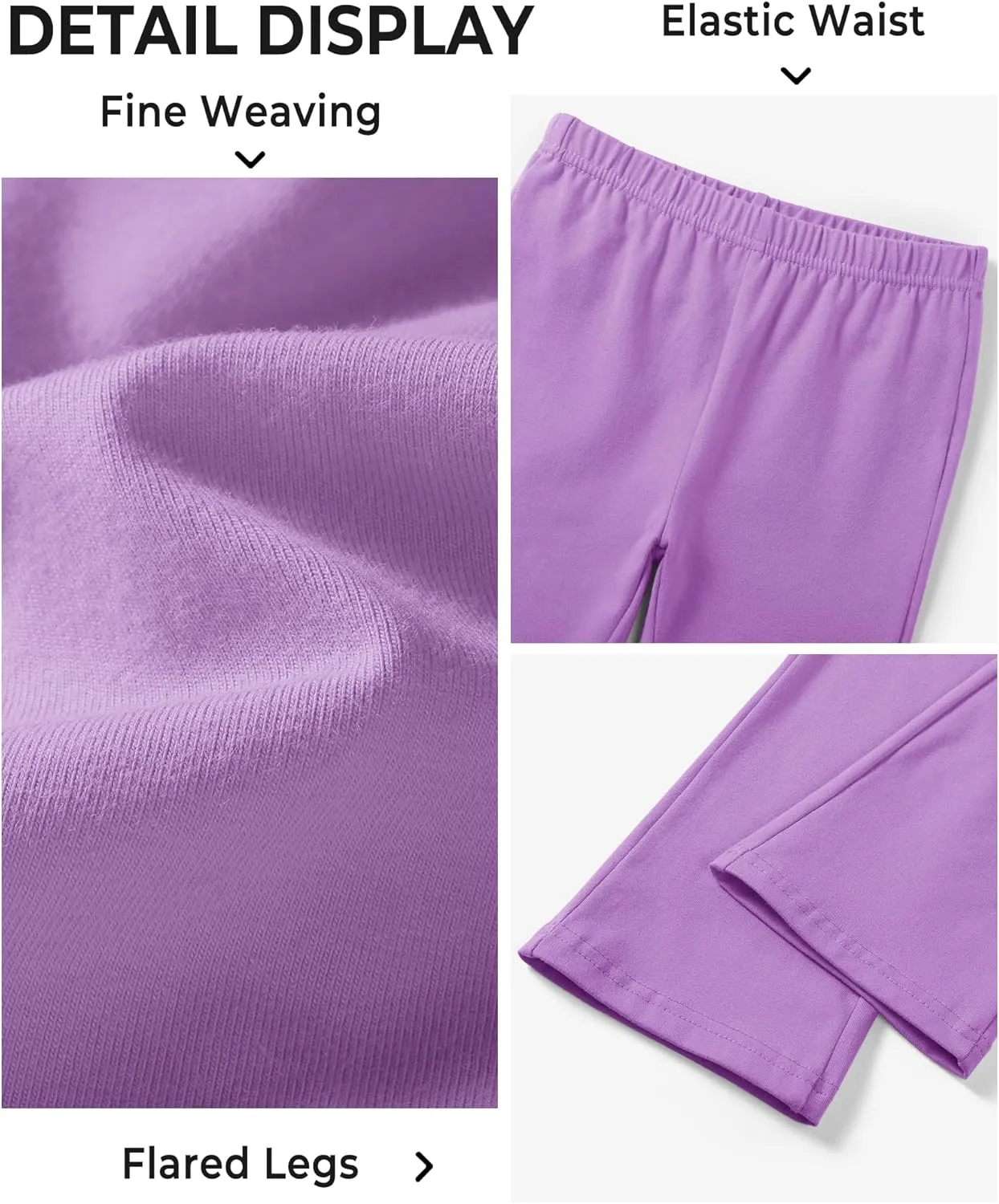 BOOPH Girls Flare Leggings Kids High Waist Bell Bottom Pants Casual Cotton Leggings for Teen Girls