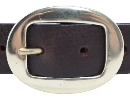 Brass Classic Oval 1 1/4 Inch Leather Belt