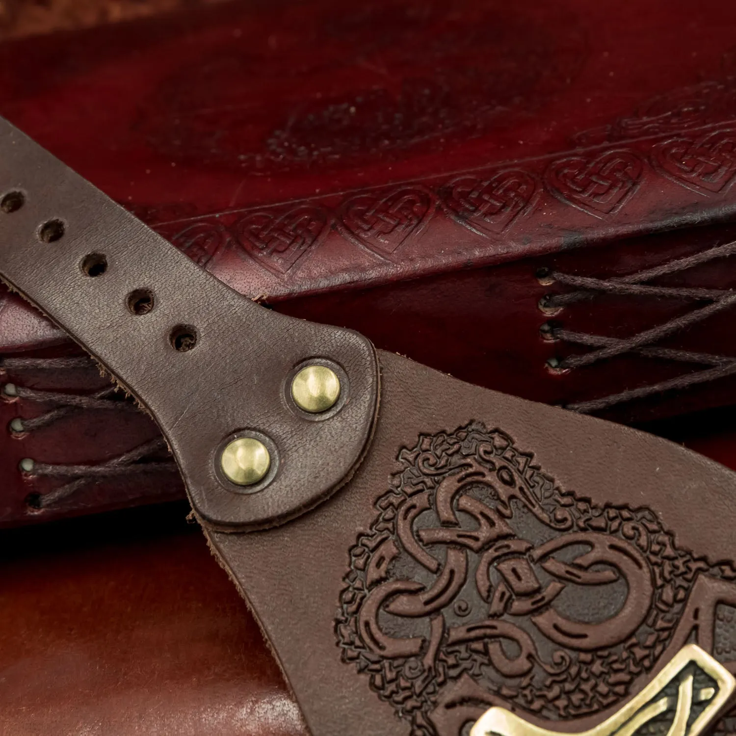 Brown Mjolnir Leather Wide Cuff