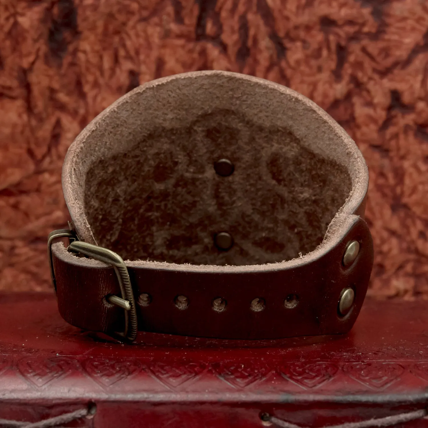 Brown Mjolnir Leather Wide Cuff