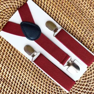 Burgundy Elastic Suspenders