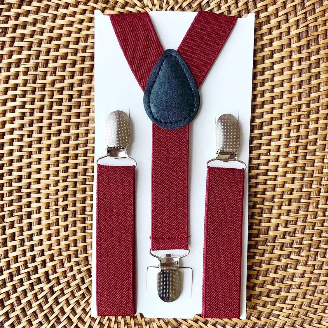 Burgundy Elastic Suspenders