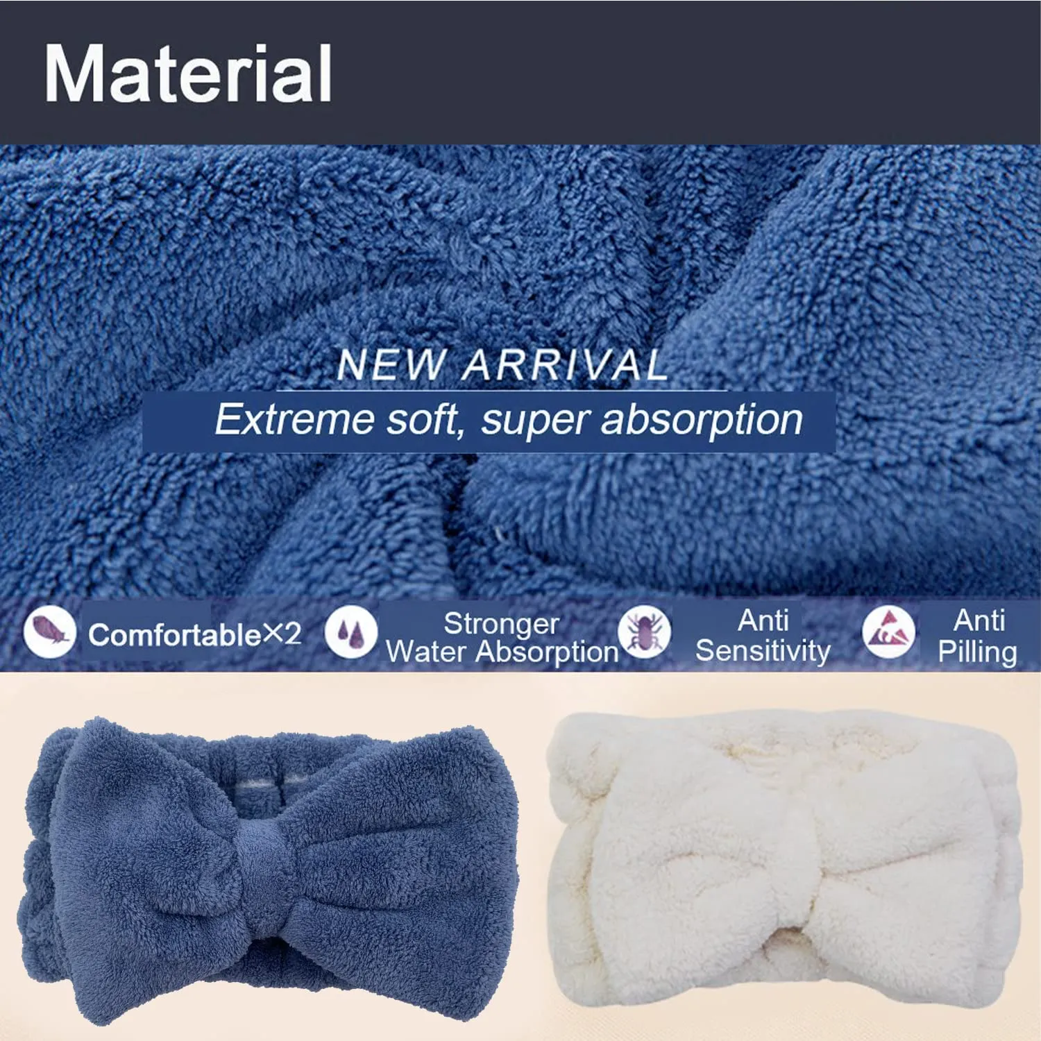 Chloven 2 Pack Microfiber Bowtie Headbands Facial Makeup Headband Cosmetic Bowknot Hairlace Wash Spa Yoga Sports Shower Adjustable Elastic Hair Band for Girls and Women