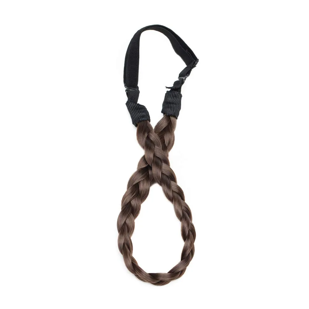 Chunky Braided Headband Elastic Hair Band with Wide Synthetic Blonde and Black Braids for Girls and Women (Small-three strands, 9/10)
