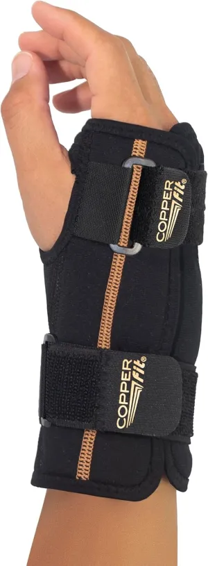 Copper Fit Unisex Adult Fingerless Rapid Relief Adjustable Wrist Wrap with Ice Pack or Heat Therapy, Black, Adjustable