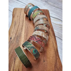Cork Silver Thick Cuff Bracelet
