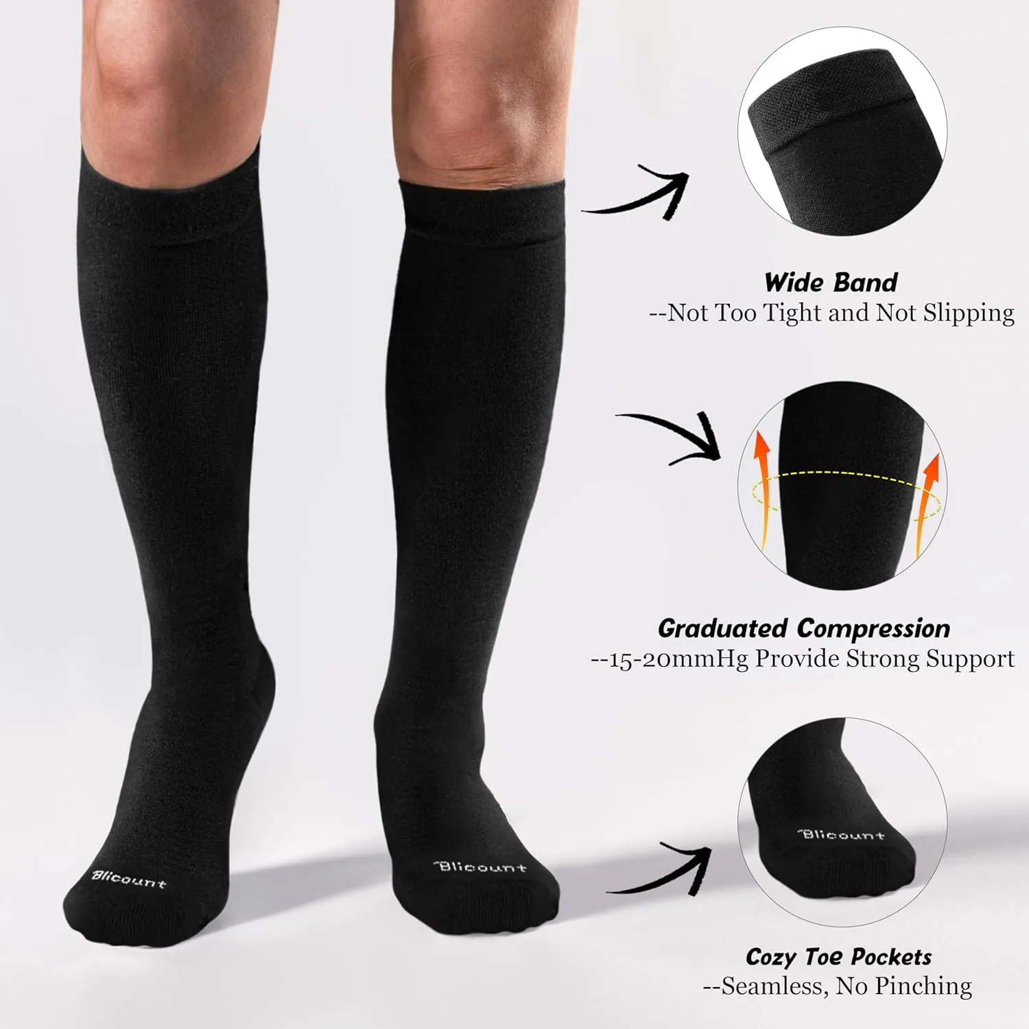 Cotton Compression Socks for Women&Men 15-20mmHg Knee High Cute Support Sock for Nurses, Pregnant Women, Travel