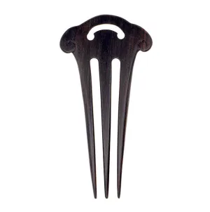 Crystalmood Handmade Carved Wood 3-Prong Hair Stick Fork Auspicious Ebony