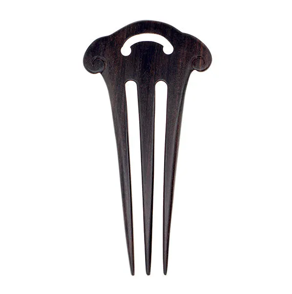 Crystalmood Handmade Carved Wood 3-Prong Hair Stick Fork Auspicious Ebony