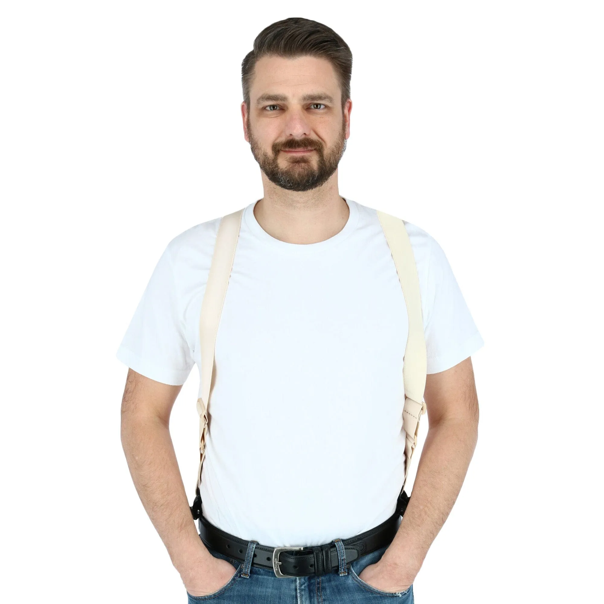 CTM® Men's Undergarment TSA Compliant Side Clip Airport Suspenders