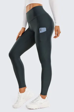 Fleece Lined Leggings with Pockets 28''