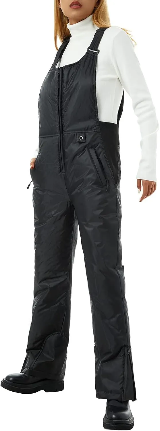 FOMOYUU Women Ski Bib Pants Snow Overalls Sleeveless Snowboard Waterproof Insulated Winter Warm Fleece Windproof Jumpsuit