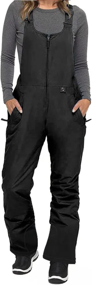 FOMOYUU Women Ski Bib Pants Snow Overalls Sleeveless Snowboard Waterproof Insulated Winter Warm Fleece Windproof Jumpsuit