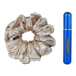 French Vanilla Velvet Scrunchie - Royal Blue Mini Perfume Spray Btl.