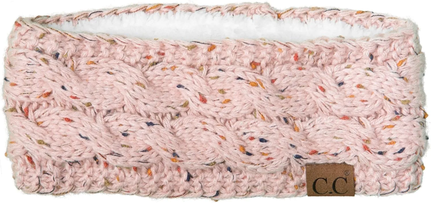 Funky Junque Cable Knit Fuzzy Lined Head Wrap and Ear Warmer