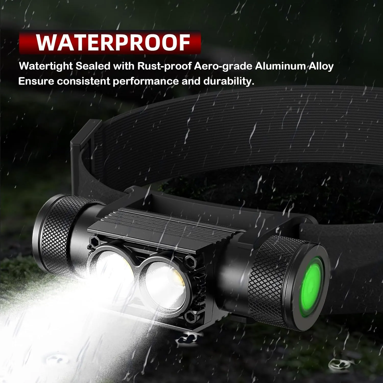 Headlamp Rechargeable, High Lumen Super Bright 180Beam LED Head Lamp, Head Lights for Forehead, IPX6 Headlamps for Adults, 6 Modes, Fishing, Camping, Running, and Walking Dogs (H25A)