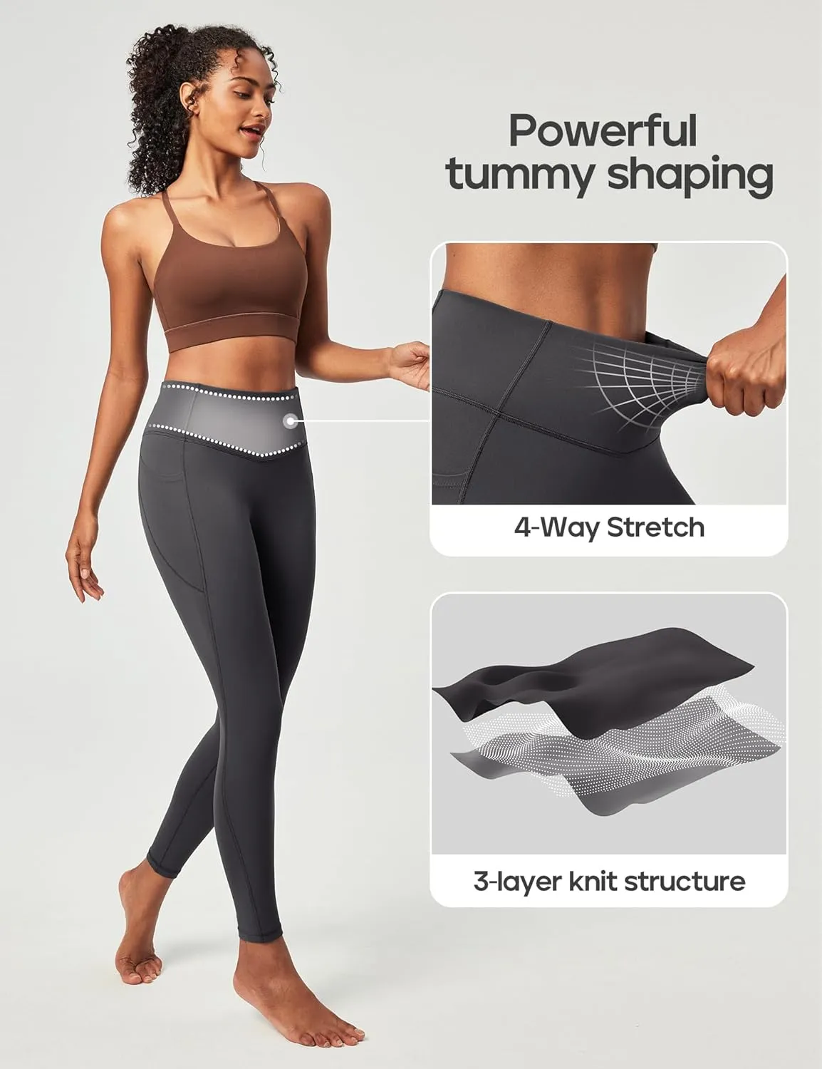 Heathyoga Compression Leggings for Women Tummy Control No Front Seam Leggings with Pockets for Women Workout Yoga Pants