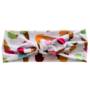 Ice Cream Cones Twisted with Removable Bow - Workout Headband