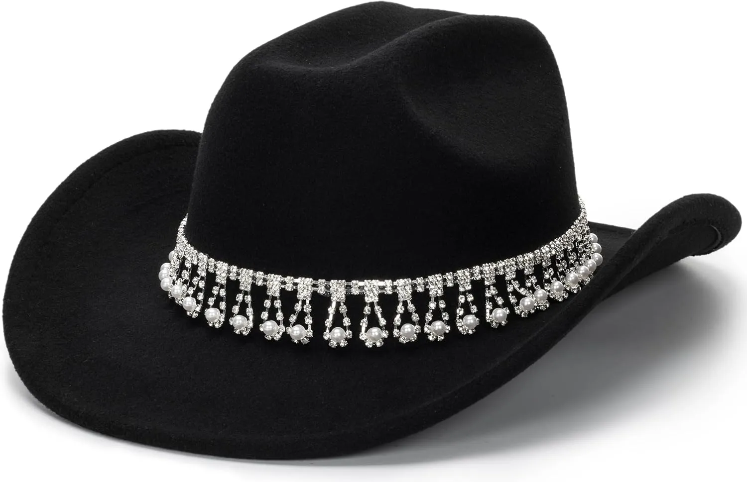 INOGIH Western Outback Cowboy Hats - Fashionable Cowgirl Hats Felt Fedora Hat for Party Music Festival