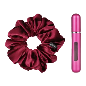 Intense Burgundy Velvet Scrunchie - Berry Pink Mini Perfume Spray Btl.