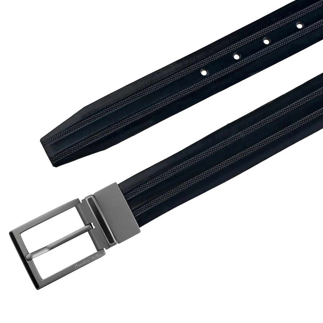Italian VT Stripe   | Pure Leather | Plus Size Leather Belt for Men | Color - Blue