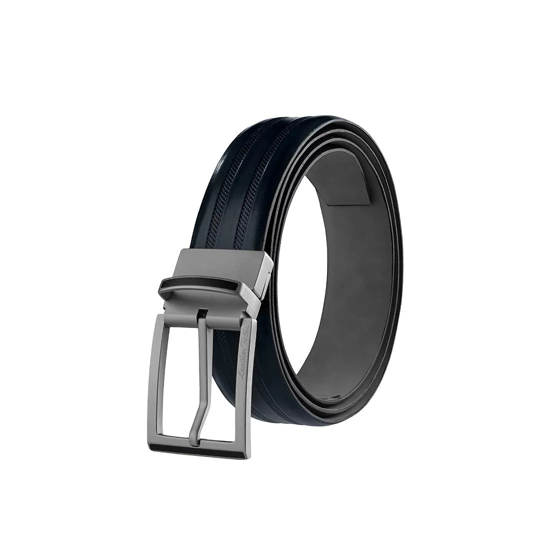 Italian VT Stripe   | Pure Leather | Plus Size Leather Belt for Men | Color - Blue