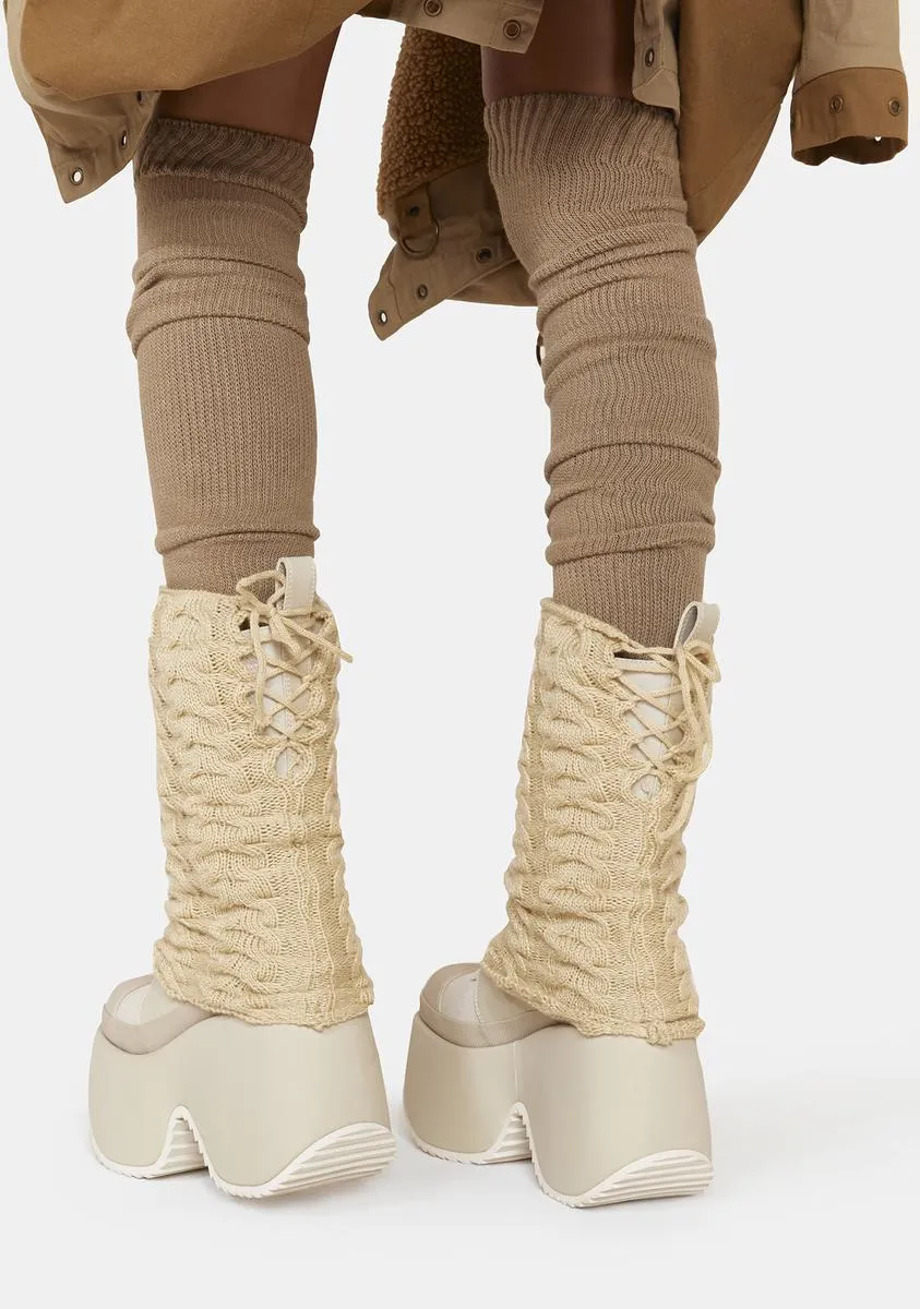 Ivory Jinxed You Knit Leg Warmers