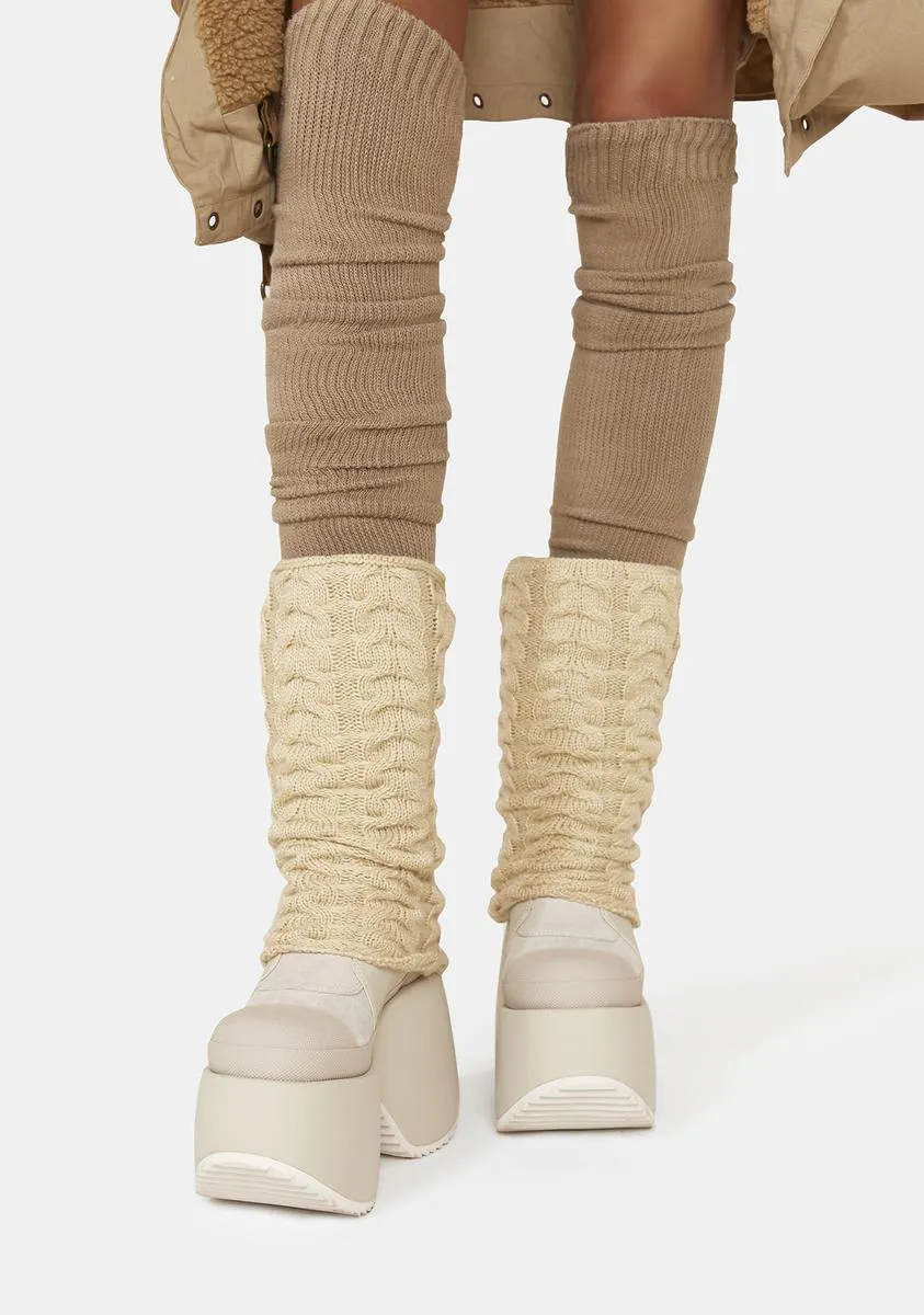 Ivory Jinxed You Knit Leg Warmers