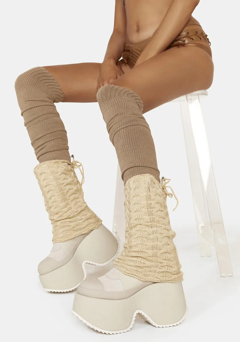 Ivory Jinxed You Knit Leg Warmers