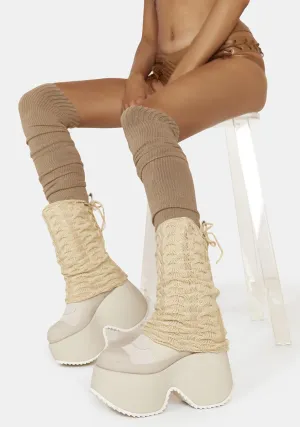 Ivory Jinxed You Knit Leg Warmers