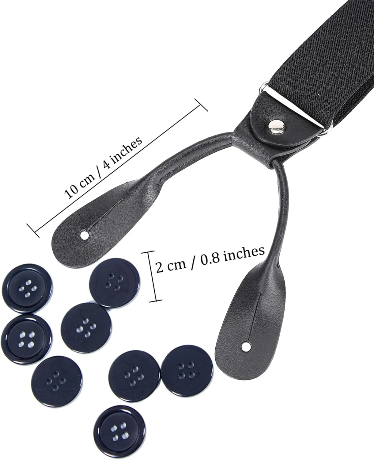 Kajeer Men Button Suspenders Adjustable, Heavy Duty Y-Back Elastic Tuxedo Elastic Mens Suspenders with Leather Buttons End