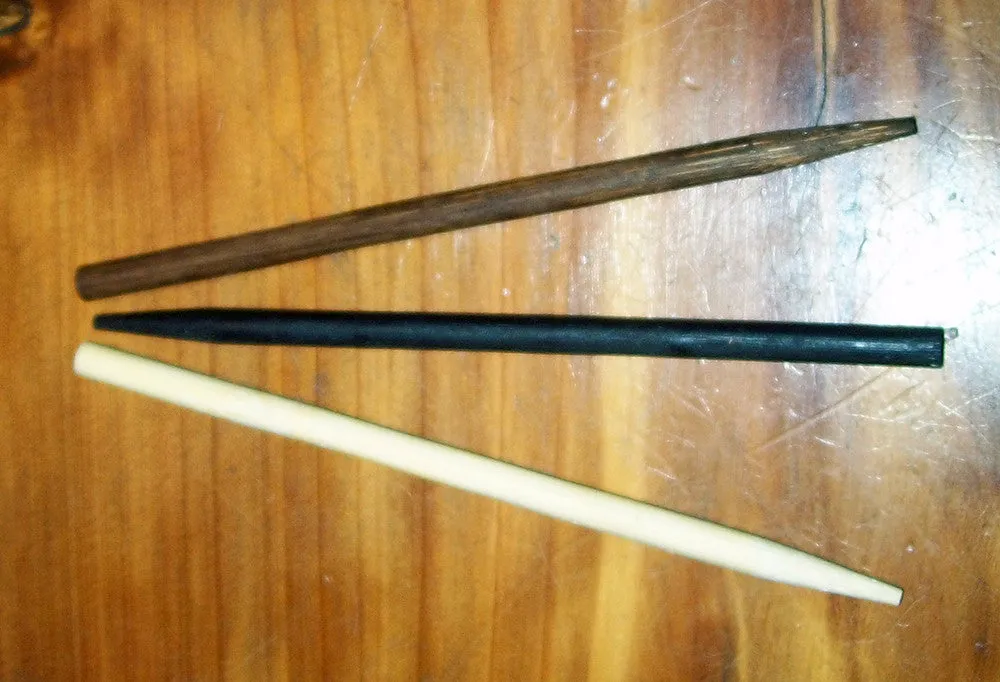 Leather Stick Barrette Small Two Tone Border