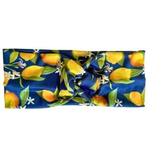 Lemon Trees on Navy Twisted - Workout Headband
