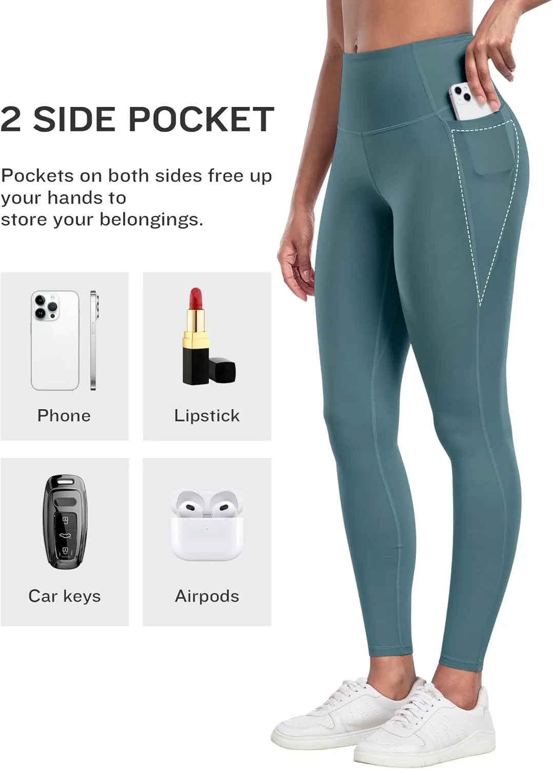 LZYVOO Leggings with Pockets for Women, 6 Packs Soft High Waisted Tummy Control Workout Yoga Pants