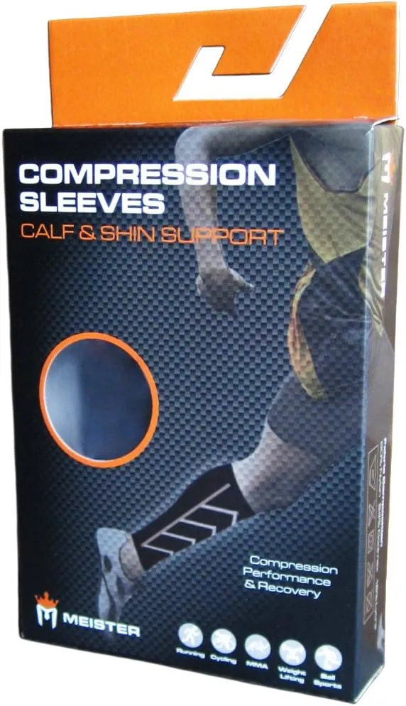 Meister Graduated 20-25mmHg Compression Running Leg Sleeves for Shin Splints (Pair)