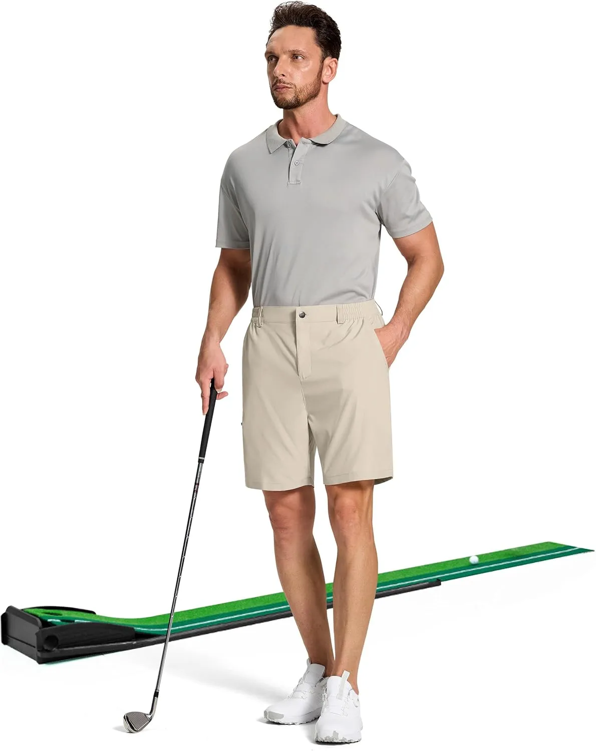 Mens Stretch Golf Shorts with 6 Pockets Dry Fit 7 Inch Inseam Lightweight Dress for Hiking Work Casual