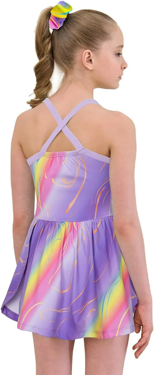 MODAFANS Girls Tennis Golf Dress Sleeveless Athletic Pleated Outfits Sets Built in Shorts with Pockets