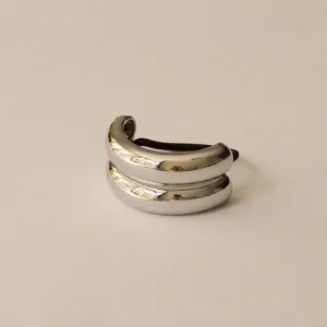 NAR'SHA Wide Double Arch Metal Hair Tie - Silver