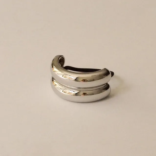 NAR'SHA Wide Double Arch Metal Hair Tie - Silver