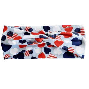 Patriotic Hearts Twisted - Workout Headband