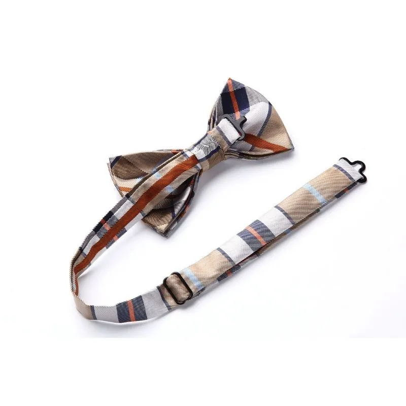 Plaid Suspender Pre-Tied Bow Tie Handkerchief - B3-MAROON