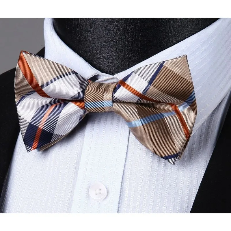 Plaid Suspender Pre-Tied Bow Tie Handkerchief - B3-MAROON