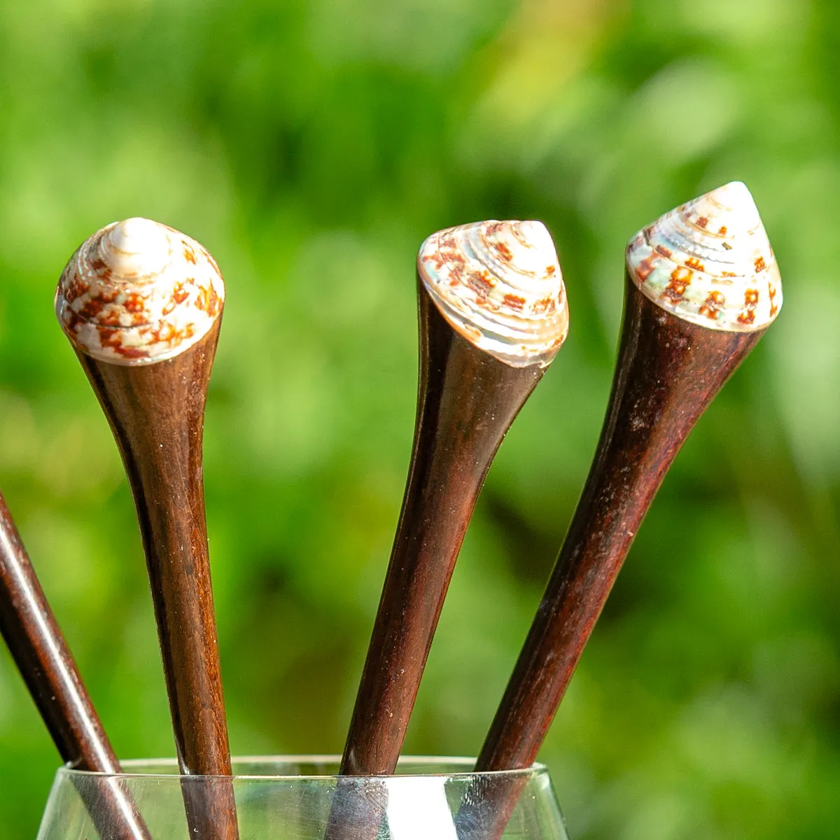 Pointed Spiral Shell Wooden Hair Stick
