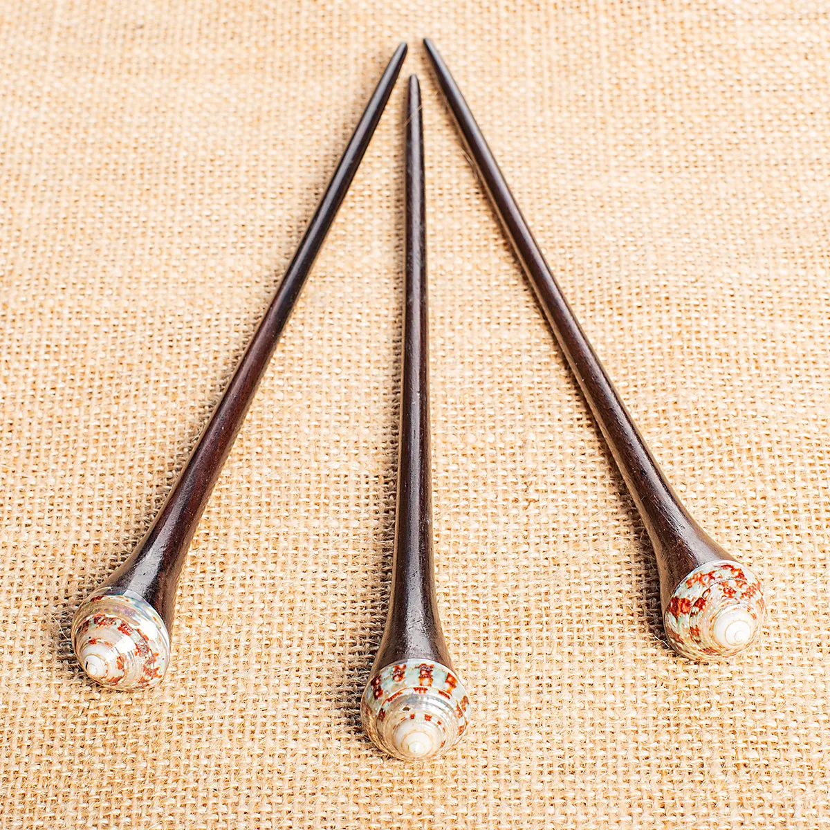 Pointed Spiral Shell Wooden Hair Stick